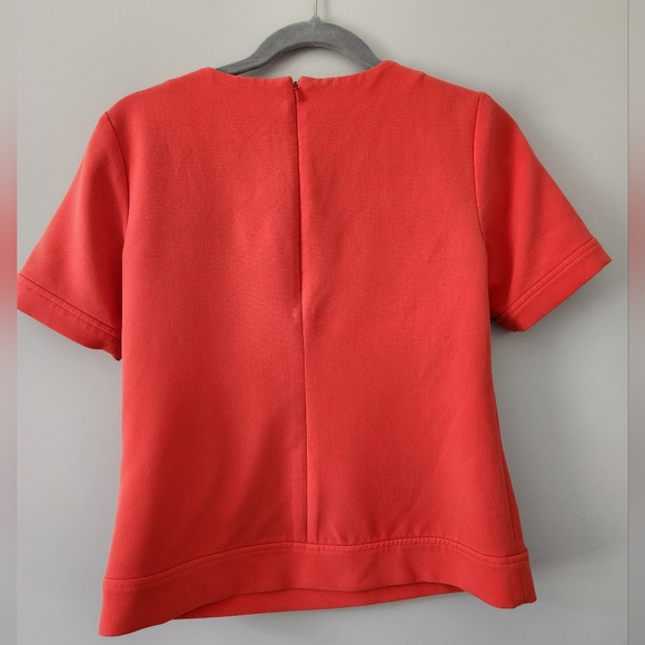 Banana Republic Coral Structured Pleated Neck Short Sleeve Top Sz XS - Picture 5 of 6